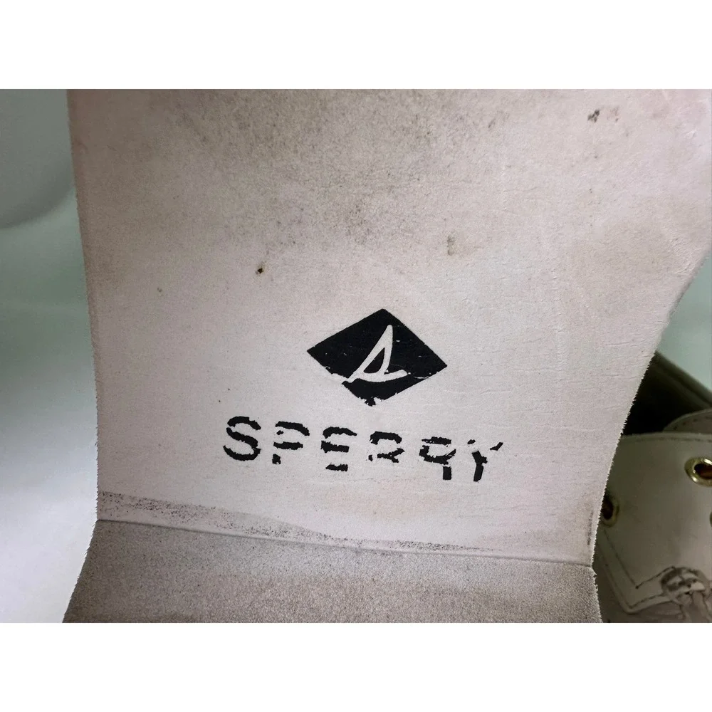 Sperry Top-Sider Authentic Original 2-Eye Boat Shoes Mens Size 8.5 Beige Leather